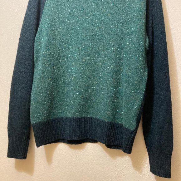 NWT J. Crew Mens Heather Green ColorBlock Wool Blend Pullover Sweater Size Small - Picture 3 of 8
